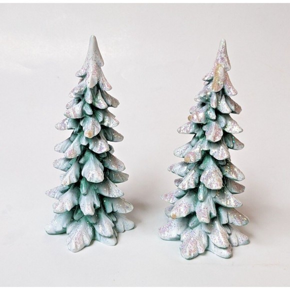 Department 56 Frosted Glitter Fir Evergreen Pine Trees Set of 2 Christmas 6 Inch - Picture 5 of 7